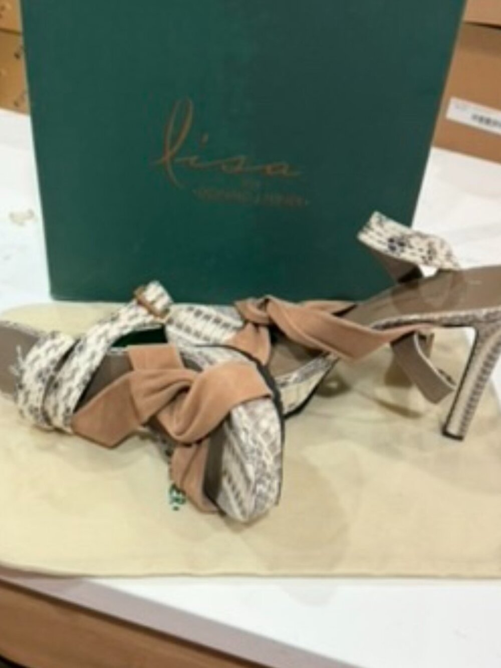 LISA for Donald Pilner Suede Snake Skin Shoes Pumps Heels Women's Size 9.5